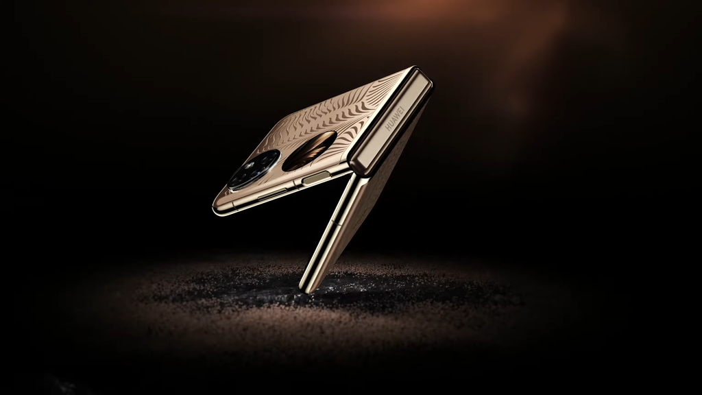P50 Pocket virá na cor Premium Gold (Imagem: Divulgação/Huawei)