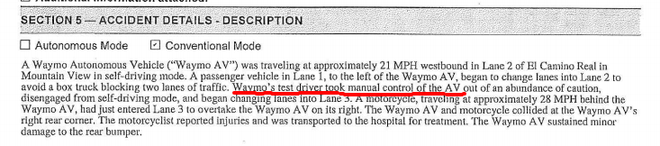 Motorista de teste de carro autônomo da Waymo causa acidente ao desligar sistema