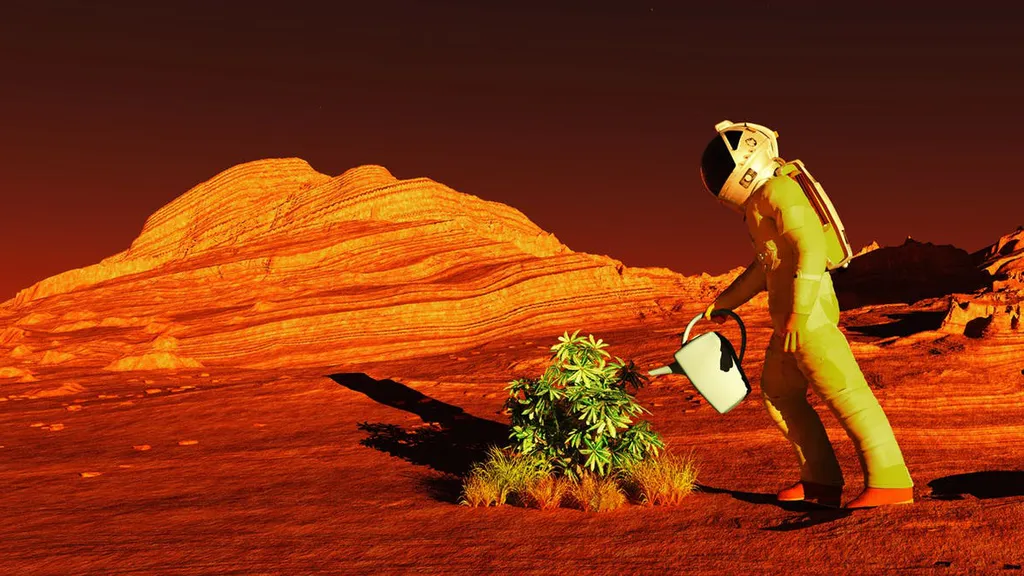 A capacidade de cultivar plantas alimentícias na Lua ou em Marte será fundamental para estabelecer a presença humana contínua em mundos além da Terra (Imagem: Reprodução/Shutterstock/SergeyDV)
