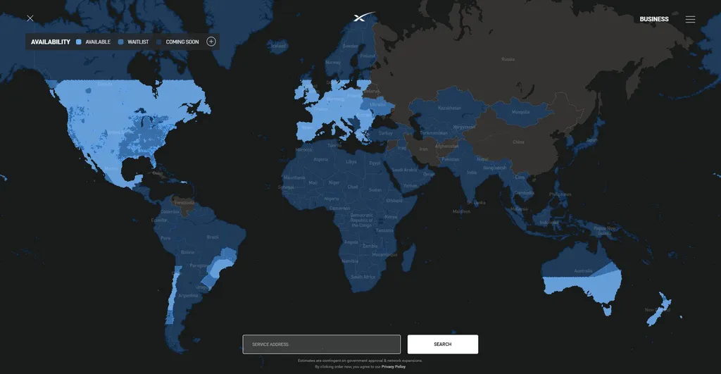 O serviço Stalink já está disponível em 32 países (Imagem: Reprodução/SpaceX)