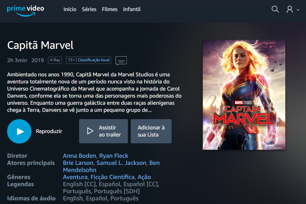 Recém-saído do cinema, Capitã Marvel é um dos grandes blockbusters que estão disponíveis no catálogo do Prime Video
