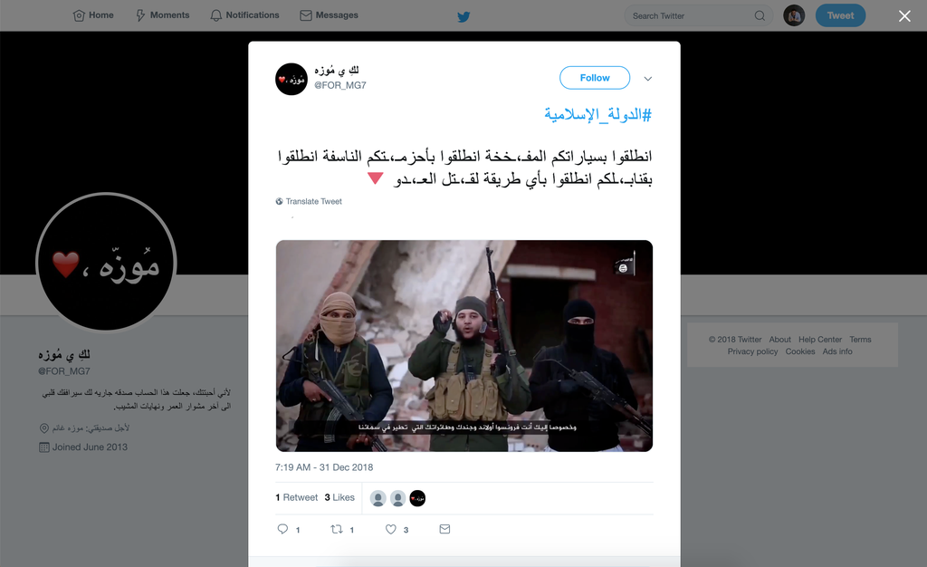 Conta hackeada que, do dia pra noite, saiu de anos inativo para o compartilhamento de vídeos sobre o Estado Islâmico (Captura: TechCrunch)