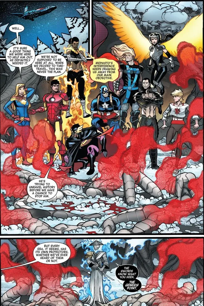 Os próprios Vingadores reclamam das tramas sem propósito no multiverso (Imagem: Reprodução/Marvel Comics)