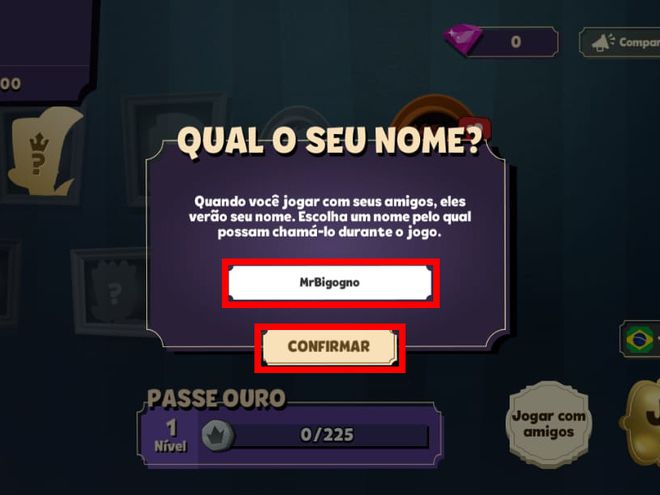 Baixe Suspects Mansão Mistério da Play Store ou App Store e insira o seu nome (Captura de tela: Matheus Bigogno)