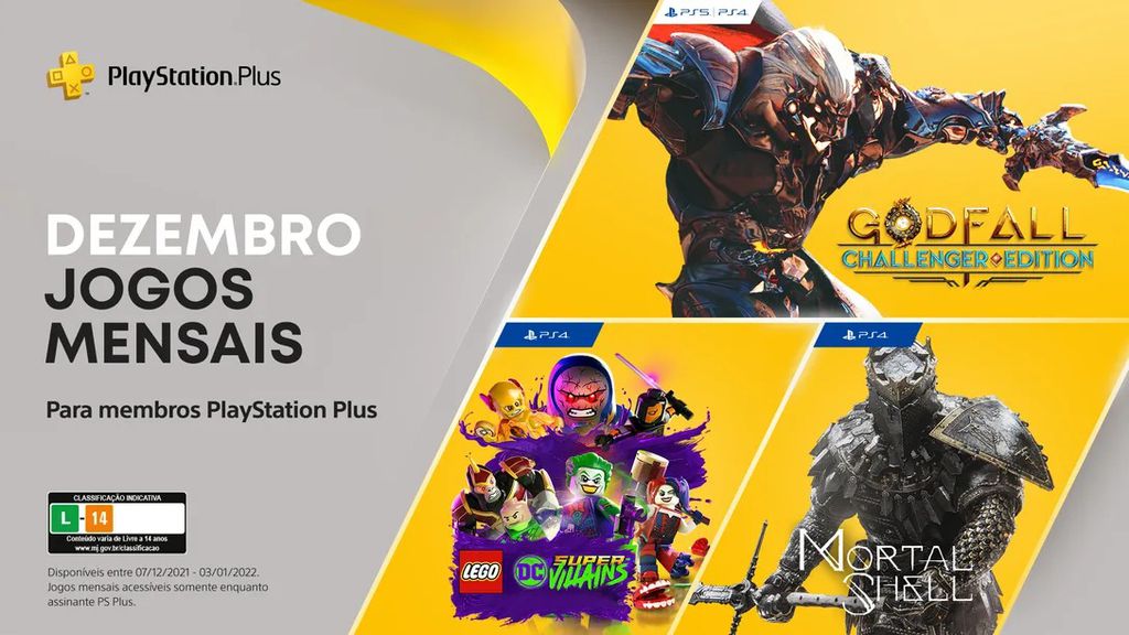 PS Plus em dezembro: Godfall: Challenger Edition, LEGO DC Super-Villains e Mortal Shell (Foto: Divulgação/PlayStation Blog)