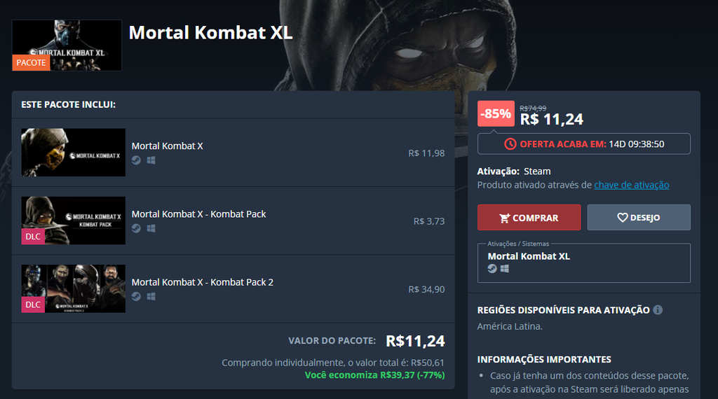 Mortal Kombat X - Kombat Pack - PC - Compre na Nuuvem