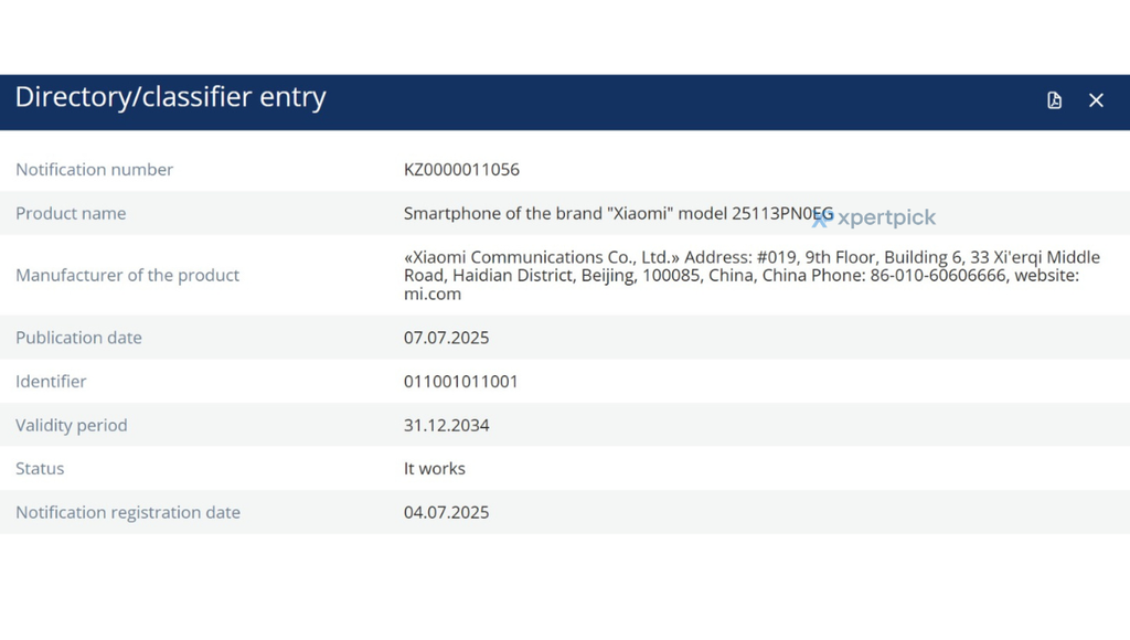 XIAOMI 16 certificação europa