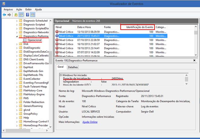 Ordene a lista pelo identificador de eventos e encontre os de número 100. Esses são os eventos de boot considerados críticos pelo Windows Ordene a lista pelo identificador de eventos e encontre os de número 100. Esses são os eventos de boot considerados críticos pelo Windows