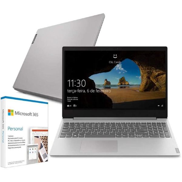 Notebook Lenovo Ultrafino ideapad S145, Intel Core i3-1005G1, 4GB RAM, 128GB SSD + Microsoft 365 Personal Windows 10 S 15.6"