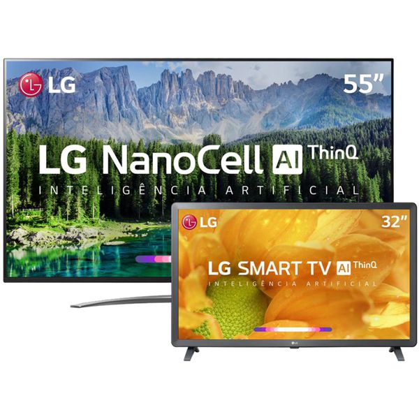 Smart TV LED 55" UHD 4K LG 55SM8600PSA + Smart TV LED 32" HD LG 32LM625BPSB