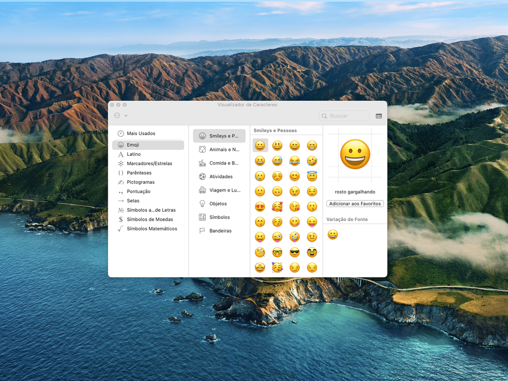 O "Visualizador de Caracteres" exibe os emojis e outros símbolos do sistema - Captura de tela: Thiago Furquim (Canaltech)