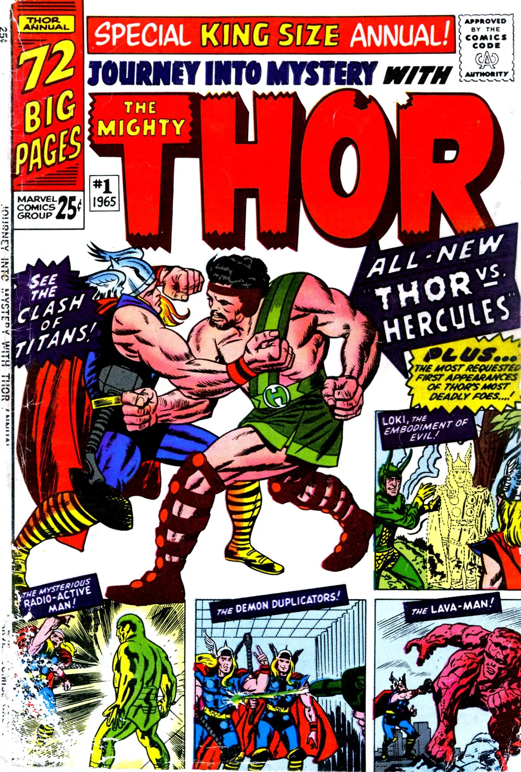 Hércules chegou à Marvel já caindo no soco com Thor (Imagem: Reprodução/Marvel Comics)
