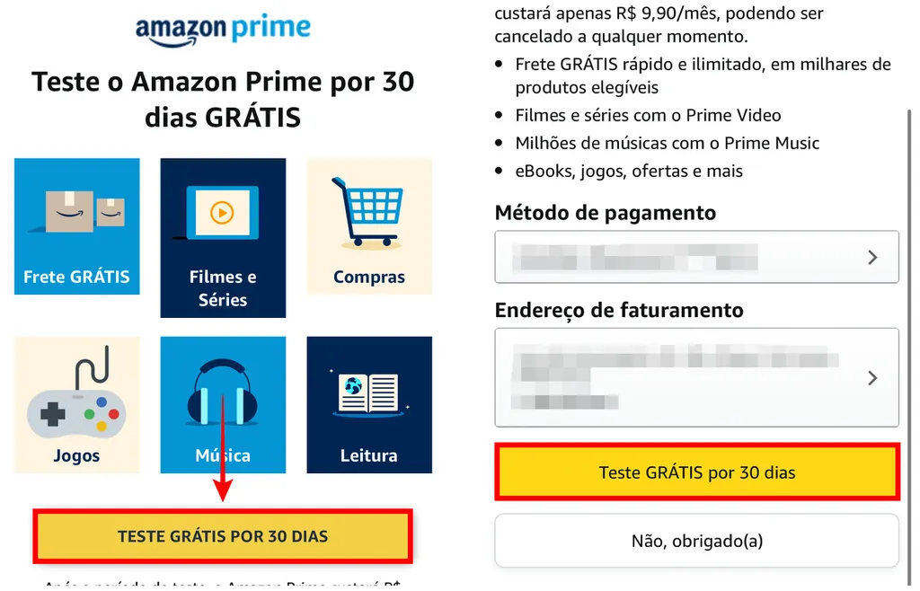 No celular, entre no site da Amazon pelo navegador para assinar o Prime Video (Captura de tela: Caio Carvalho)