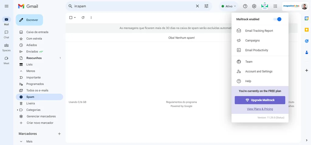 O Mailtrack “dedura” status de e-mails no Gmail e ajuda a organizar mensagens (Imagem: Captura de tela/Fabrício Calixto/Canaltech)