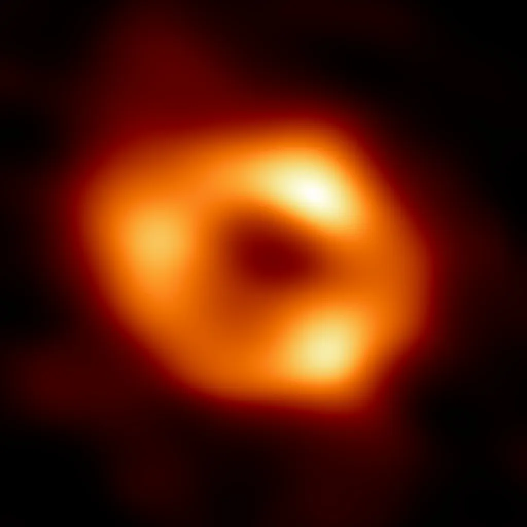 Imagem do buraco negro supermassivo no centro da Via Láctea, o Sagittarius A* (Imagem: Reprodução/EHT Collaboration)