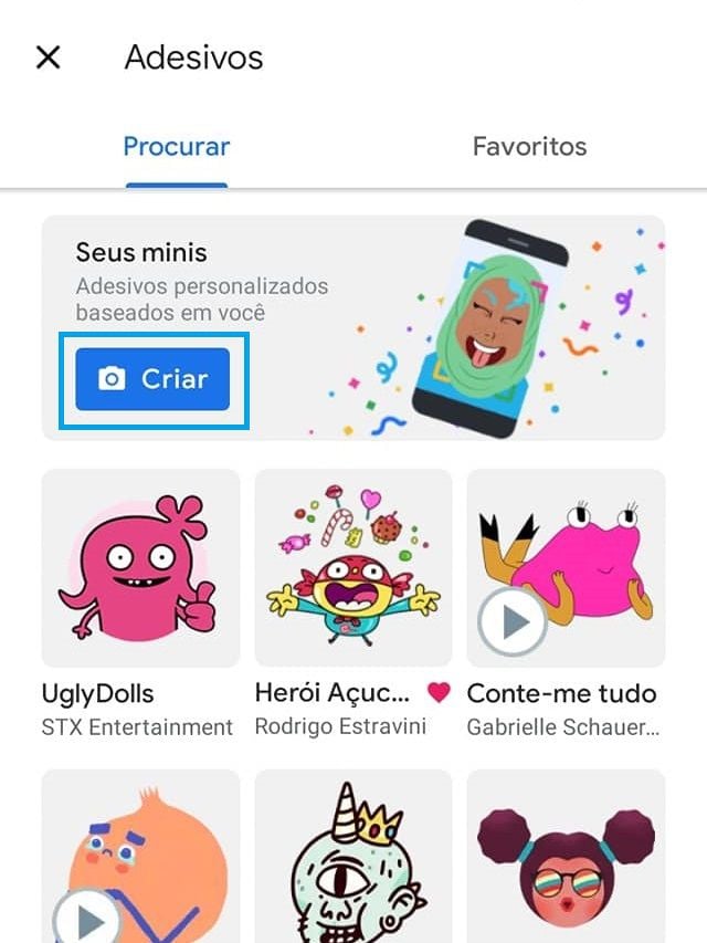 Toque em "Criar" para criar o seu próprio (Captura de tela: Ariane Velasco)