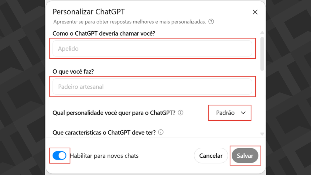 Passos para personalizar as respostas do ChatGPT