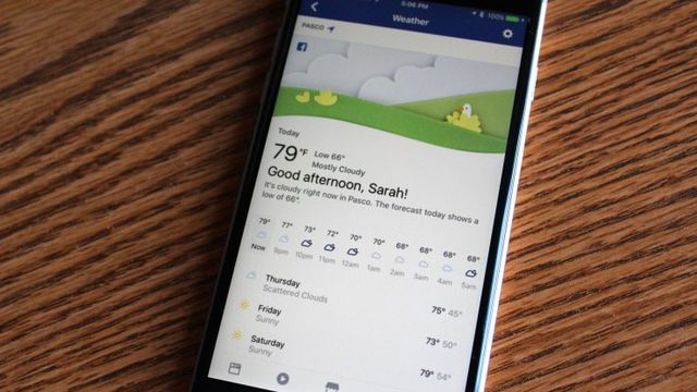 Facebook agora tem o seu próprio aplicativo de previsão do tempo