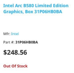 Vazamento Intel Arc B580 "Battlemage"