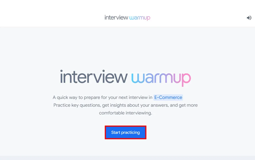 Clique em "Start practicing" e veja como usar o Interview Warmup (Captura de tela: Matheus Bigogno)