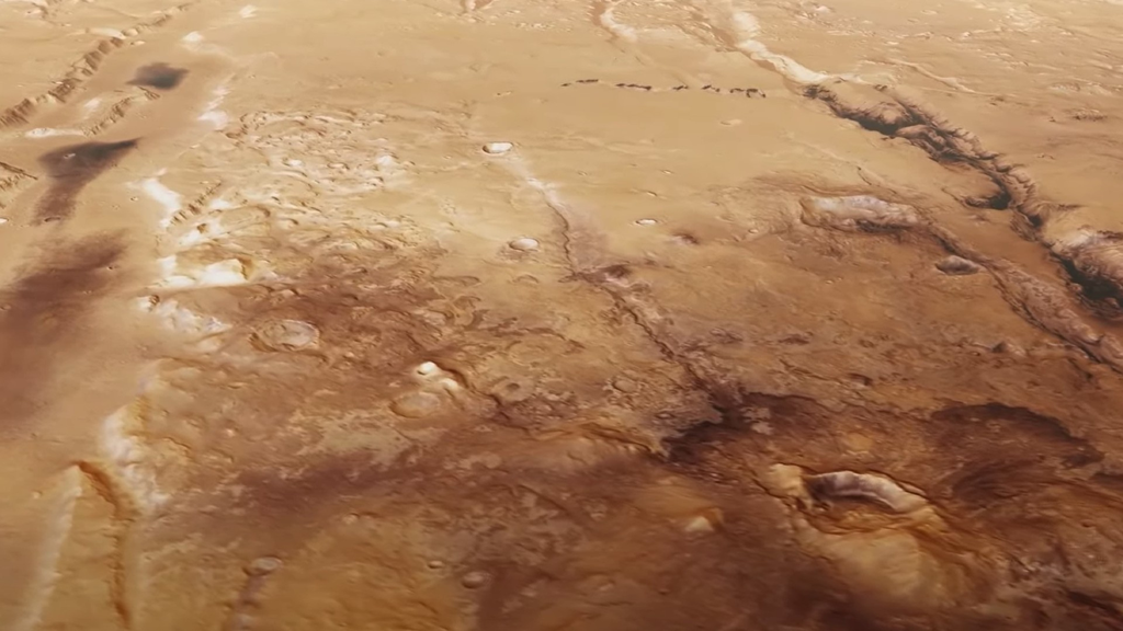 Vales e deltas em Marte indicam que o planeta vermelho já abrigou água corrente no passado, há bilhões de anos (Imagem: ESA)