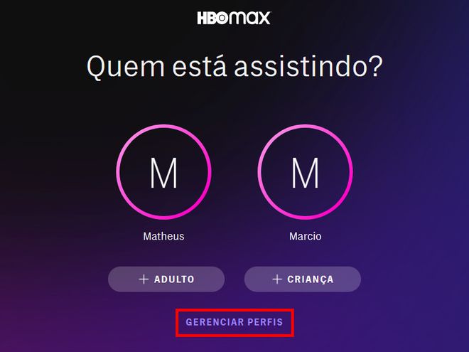 Na página seguinte, clique em "Gerenciar perfis" (Captura de tela: Matheus Bigogno)