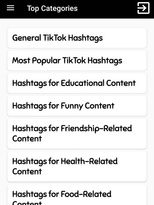 TikTok: aplicativo contém hashtags separadas por categoria (Captura de tela: Ariane Velasco)