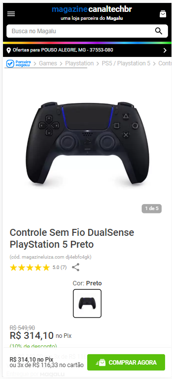 🎮 COM CUPOM  Controle DualSense de PS5 está muito barato no Magalu -  Canaltech