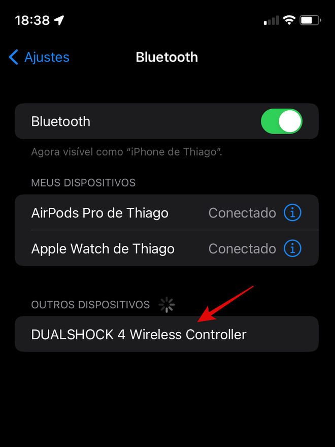 Identifique o controle no Bluetooth e toque para realizar o pareamento - Captura de tela: Thiago Furquim (Canaltech)