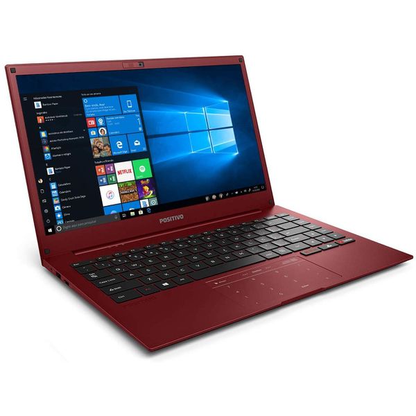 Notebook Positivo Motion Red Q232B, Intel Atom, 32+64GB HD, 2GB RAM, Tela 14" LCD, Windows 10 - Vermelho