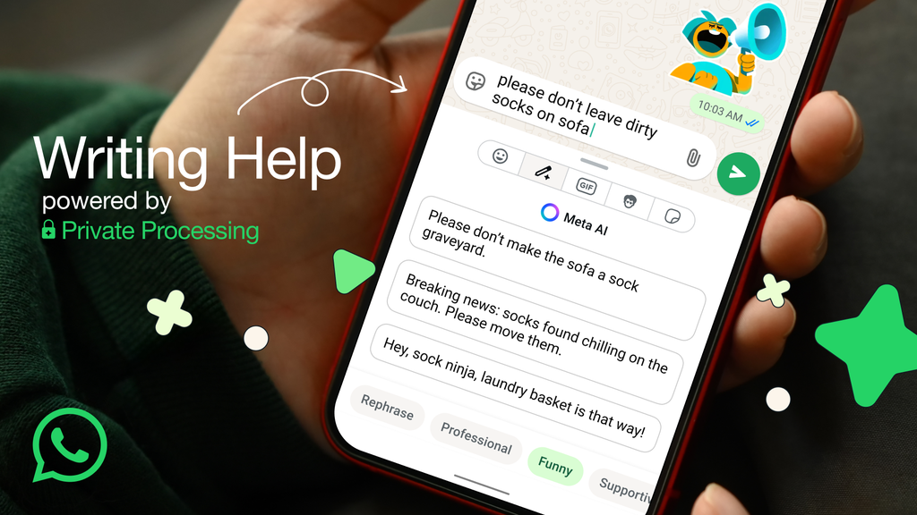WhatsApp começa a liberar assistente de escrita com Meta AI (Imagem: Divulgação/Meta)