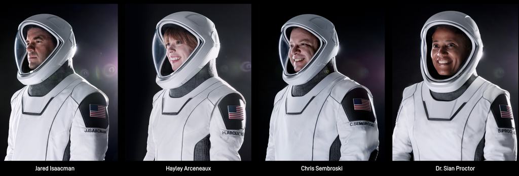 A tripulação da Inspiration4 (Imagem: Reprodução/SpaceX)