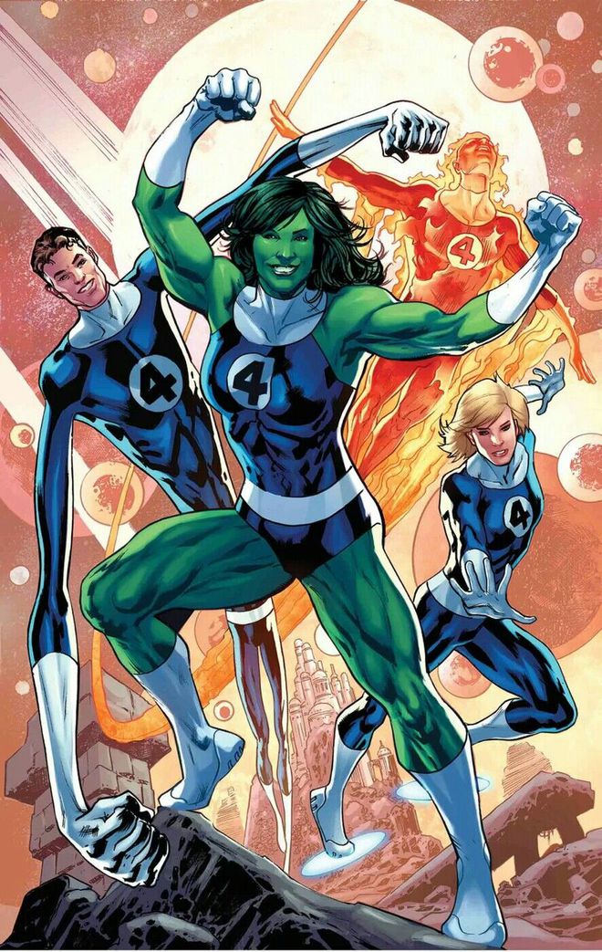A Mulher-Hulk chegou a integrar os Vingadores e o Quarteto Fantástico (Imagem: Reprodução/Marvel Comics)