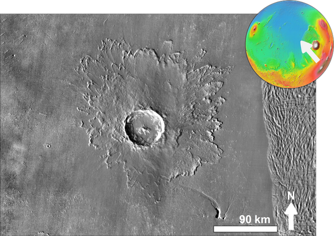 Localização exata da cratera Tooting (Imagem: Reprodução/NASA)