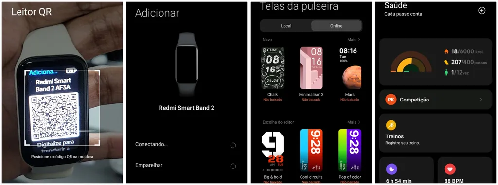 Conexão da Redmi Smart Band 2 com o app Mi Fitness (Capturas: Jucyber/Canaltech)