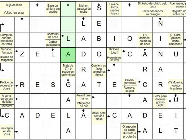 Jogos de PALAVRAS CRUZADAS em COQUINHOS