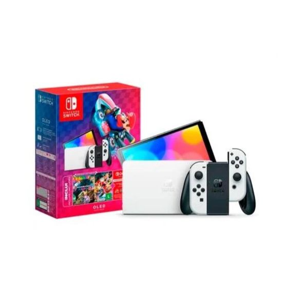 Console Nintendo Switch OLED, Branco + Mario Kart 8 Deluxe + 3 meses do Nintendo Switch Online | CUPOM