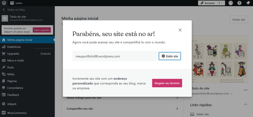 O WordPress conta com modelos personalizáveis para criar um site de portfólio (Imagem: Captura de tela/Guilherme Haas/Canaltech)