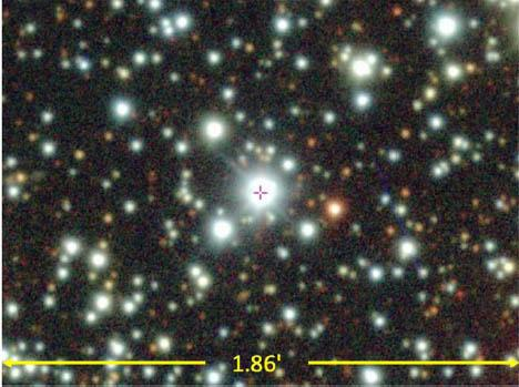 O objeto TIC 400799224 aparece indicado no centro da foto (Imagem: Reprodução/Powell et al., 2021)