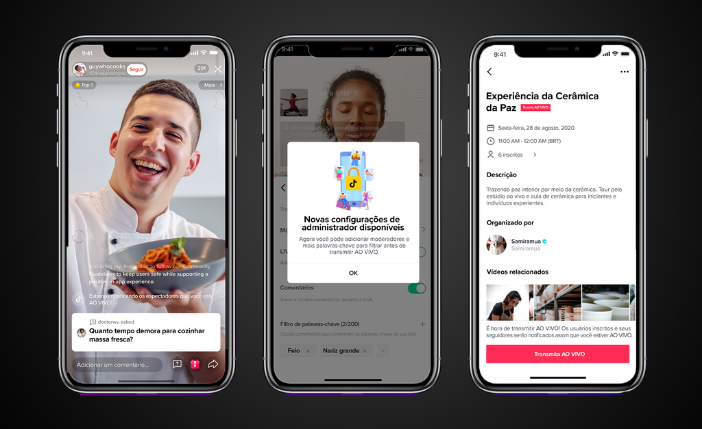 Os administradores trouxeram mais profissionalismo para as lives no TikTok (Imagem: Reprodução/TikTok)