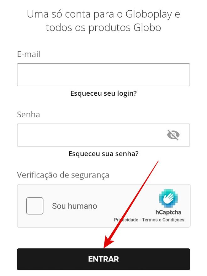 Acesse a página de ativação da GloboPlay e faça seu login com a conta Globo  (Imagem: Guadalupe Carniel/Captura de tela)