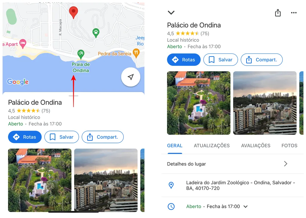 Confira mais informações sobre locais no Google Maps (Imagem: Thiago Furquim)