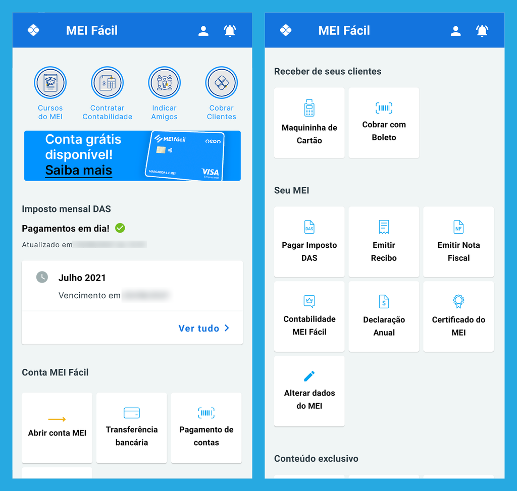 App abre MEI e traz recursos para gerenciar pagamentos (Imagem: André Magalhães/Captura de tela)