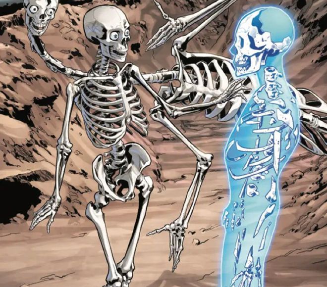 Os ossos de Reed acompanham a forma de seu corpo (Imagem: Reprodução/Marvel Comics)