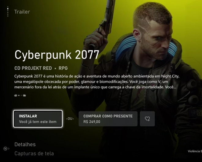 Você pode adquirir Cyberpunk 2077 através da Microsoft Store - (Captura: Canaltech/Matheus Bigogno)