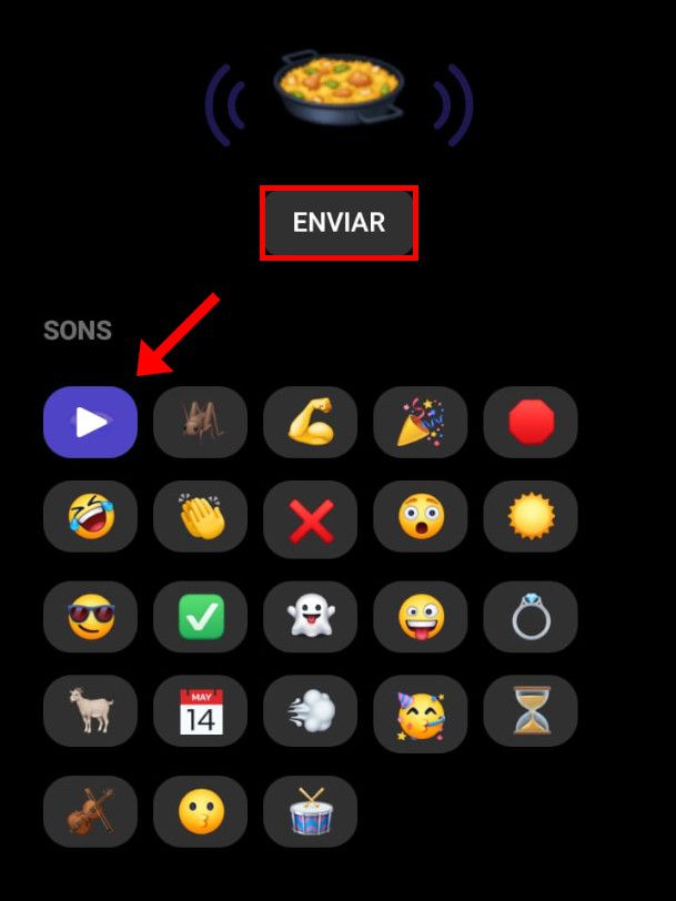 Escute o som de um emoji e toque em "Enviar" para mandá-lo (Captura de tela: Matheus Bigogno)