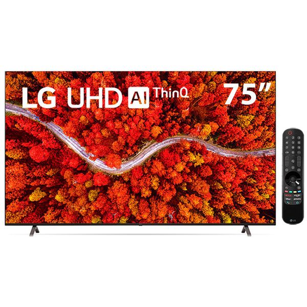 Smart TV 75" LG 4K LED 75UP8050 WiFi, Bluetooth, HDR, Inteligência Artificial ThinQ, Google, Alexa e Smart Magic - 2021