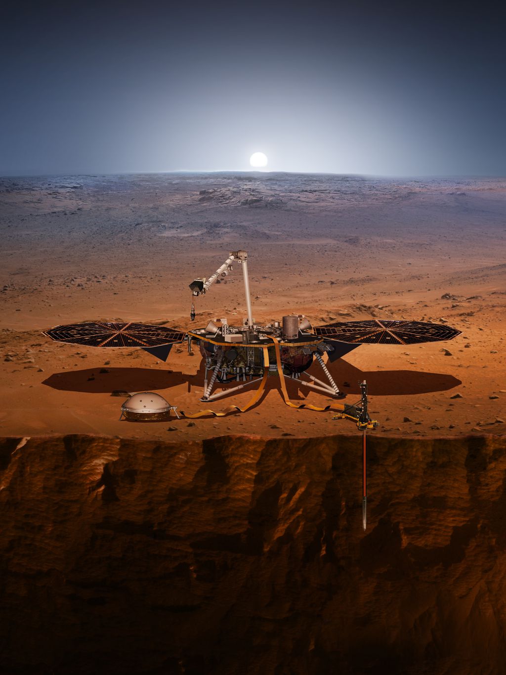 A sonda InSight estudará o interior de Marte (Imagem: NASA)