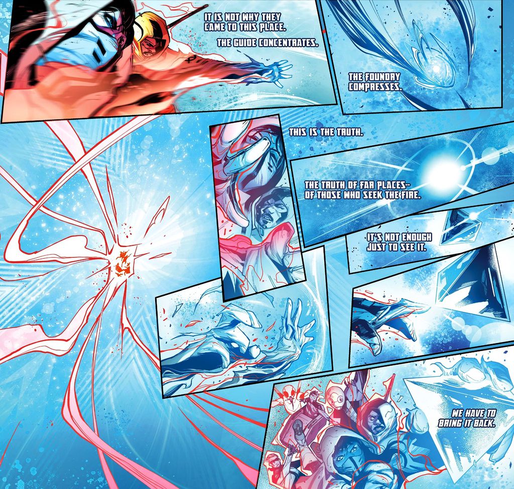 A Sala Branca Quente só pode ser acessada com segurança por ex-anfitriões da Força Fênix e pelos Seis, um grupo de mutantes com poderes específicos de teletransporte e amplificação (Imagem: Reprodução/Marvel Comics)