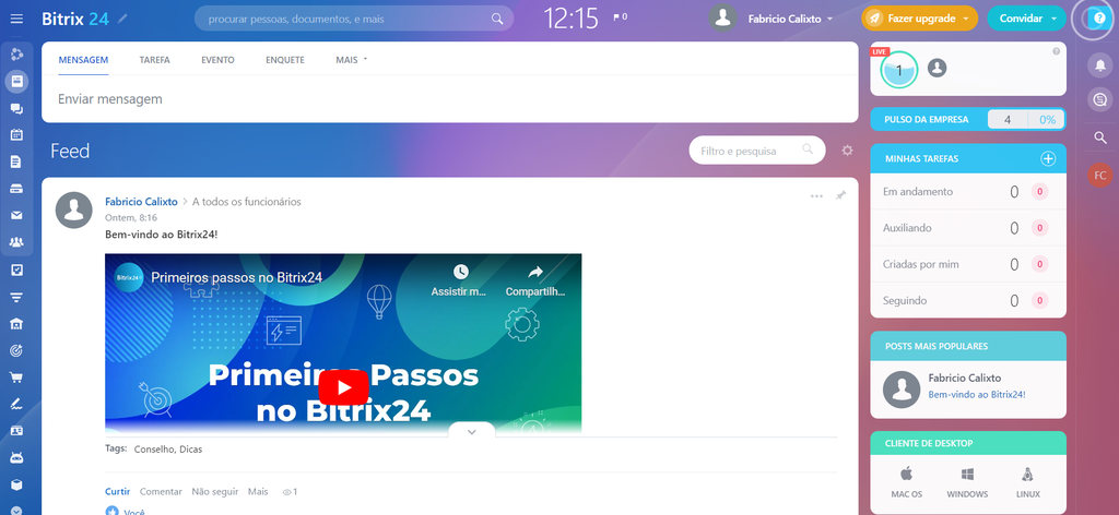O Bitrix24 é solução com foco em business e conta com ferramentas para melhorar a produtividade (Imagem: Captura de tela/Fabrício Calixto/Canaltech)